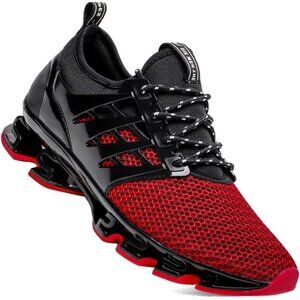 Men's Black Red Sneakers Sport Running Athletic Tennis Walking Shoes
